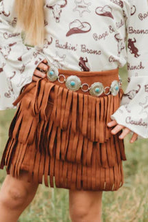 Shea Baby Brown Suede Fringe Skirt-Skirts-Deadwood South Boutique & Company-Deadwood South Boutique, Women's Fashion Boutique in Henderson, TX