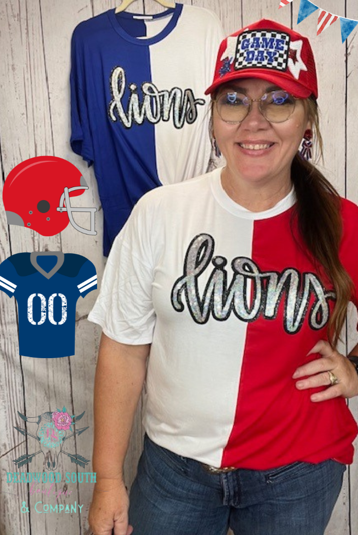 Game Day Sequin Lions Top-Tops & Tees-Deadwood South Boutique & Company LLC-Deadwood South Boutique, Women's Fashion Boutique in Henderson, TX