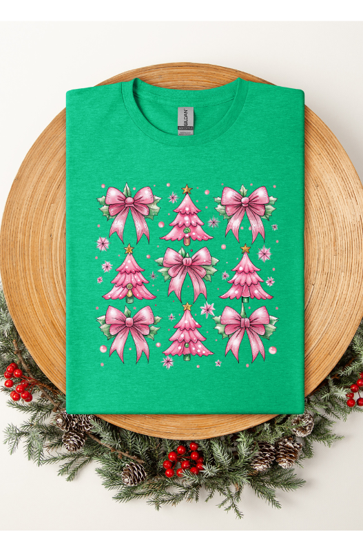 Pinky Tree Christmas Graphic Tee-Tops & Tees-Deadwood South Boutique & Company LLC-Deadwood South Boutique, Women's Fashion Boutique in Henderson, TX