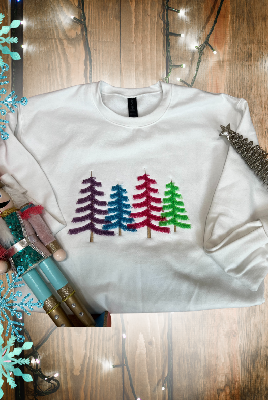Pastel Christmas Embroidered Sweatshirt-sweatshirts-Deadwood South Boutique & Company LLC-Deadwood South Boutique, Women's Fashion Boutique in Henderson, TX