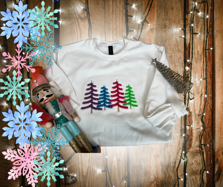 Pastel Christmas Embroidered Sweatshirt-sweatshirts-Deadwood South Boutique & Company LLC-Deadwood South Boutique, Women's Fashion Boutique in Henderson, TX