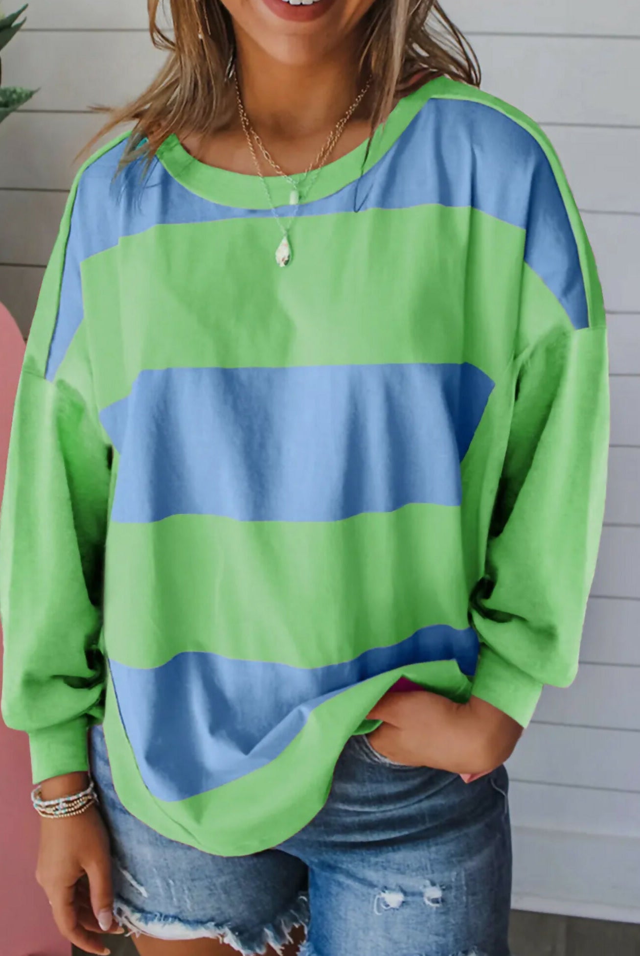 Morning Glory Colorblock Top-Tops & Tees-Vintage Cowgirl-Deadwood South Boutique, Women's Fashion Boutique in Henderson, TX