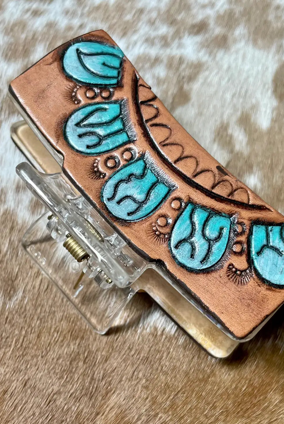 Tooled Leather Hair Clip-Hair Claw Clips-Deadwood South Boutique & Company-Deadwood South Boutique, Women's Fashion Boutique in Henderson, TX