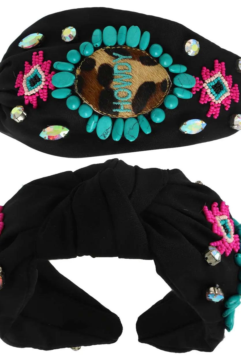 Howdy Top Knotted Beaded Headband-Headbands-Deadwood South Boutique & Company-Deadwood South Boutique, Women's Fashion Boutique in Henderson, TX