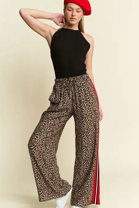 Millie Leopard Contrast Trouser Pant-Women's Trouser Pant-Deadwood South Boutique & Company LLC-Deadwood South Boutique, Women's Fashion Boutique in Henderson, TX