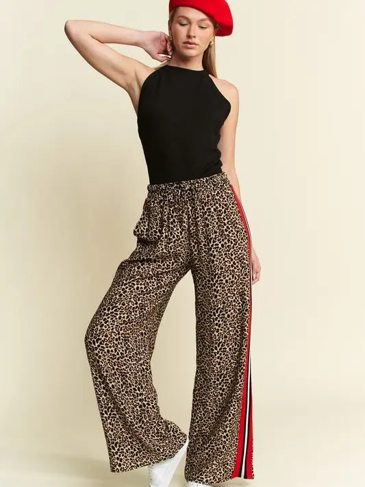 Millie Leopard Contrast Trouser Pant-Women's Trouser Pant-Deadwood South Boutique & Company LLC-Deadwood South Boutique, Women's Fashion Boutique in Henderson, TX