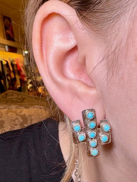 AD Sterling & Turquoise Cactus Earrings - Deadwood South Boutique & Company LLC