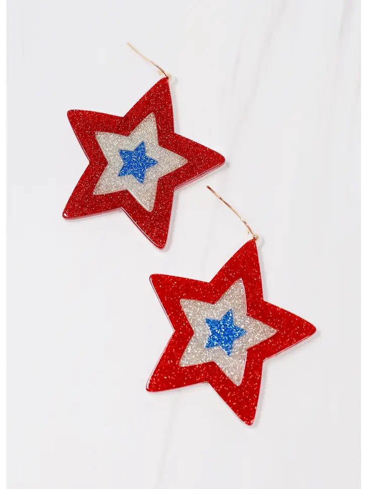 American Star Glitter Earrings - Deadwood South Boutique & Company LLC