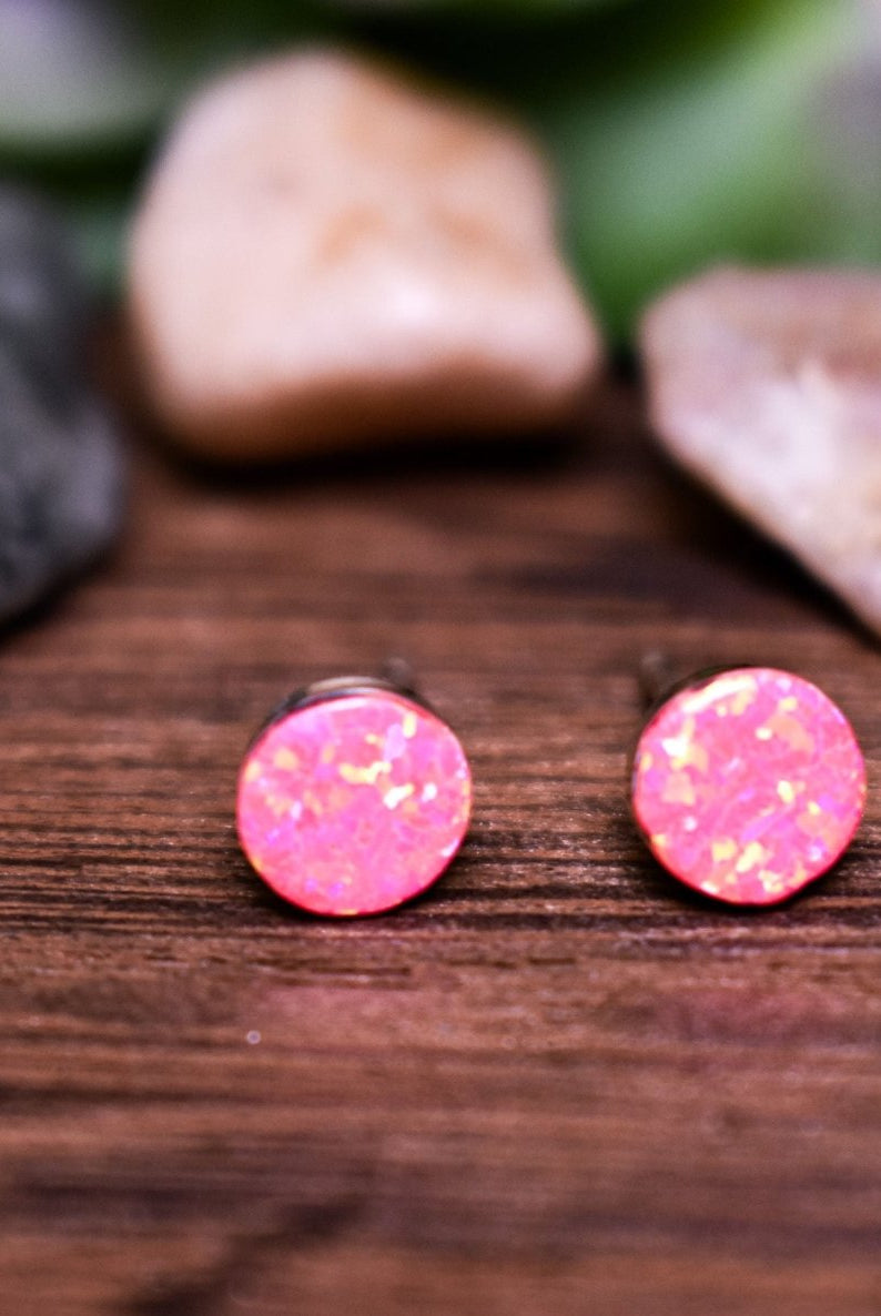 Authentic Sterling & Pink Fire Opal Studs - Deadwood South Boutique & Company LLC