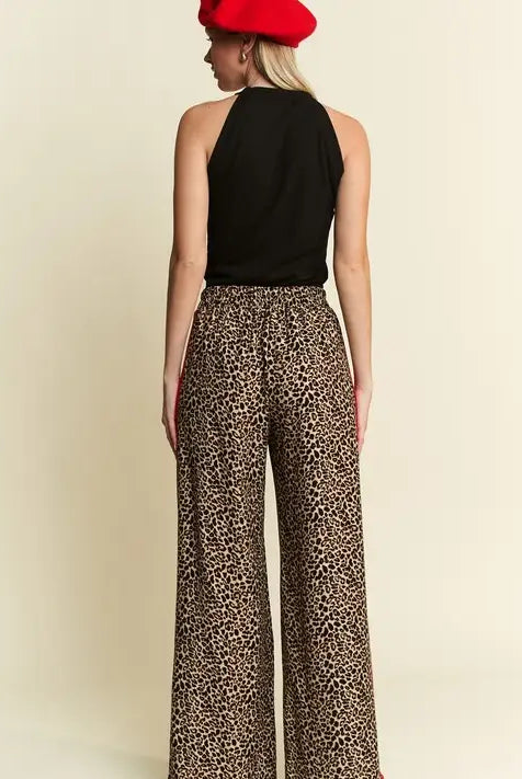 Millie Leopard Contrast Trouser Pant-Women's Trouser Pant-Deadwood South Boutique & Company LLC-Deadwood South Boutique, Women's Fashion Boutique in Henderson, TX
