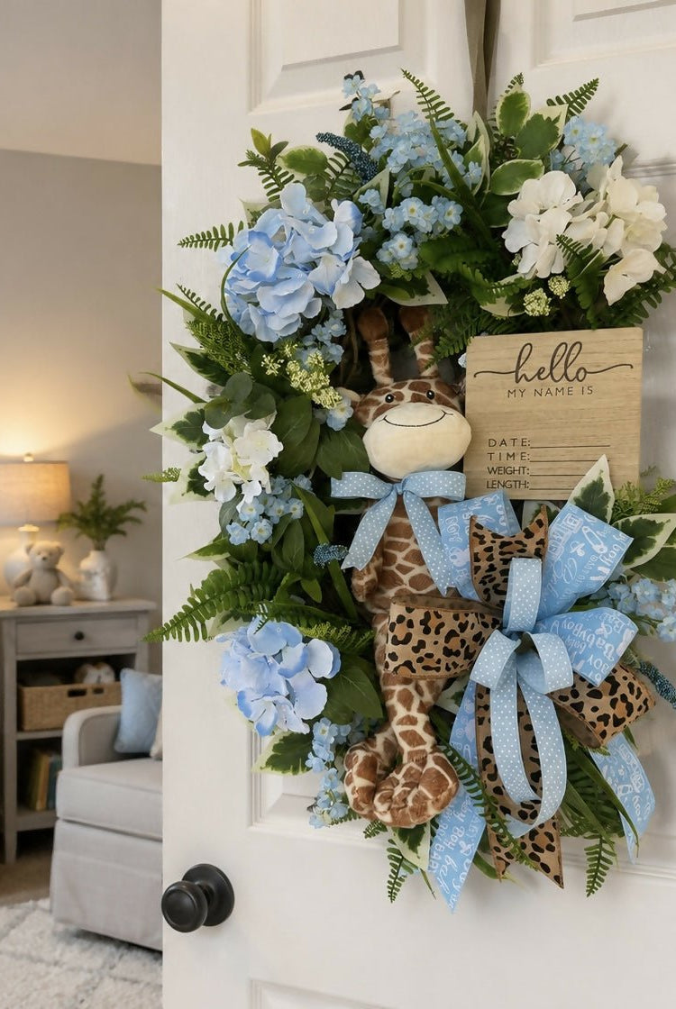 Baby giraffe wreath - Deadwood South Boutique & Company LLC