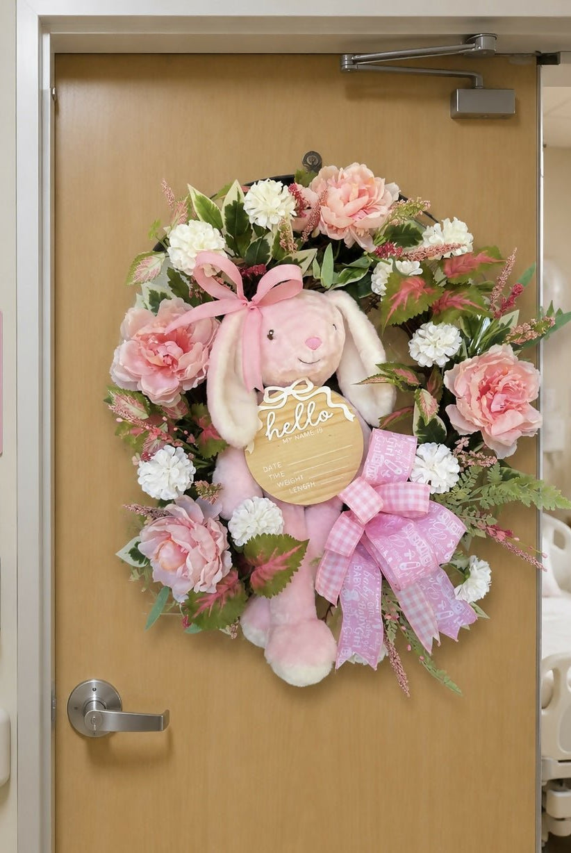 Baby girl bunny wreath - Deadwood South Boutique & Company LLC