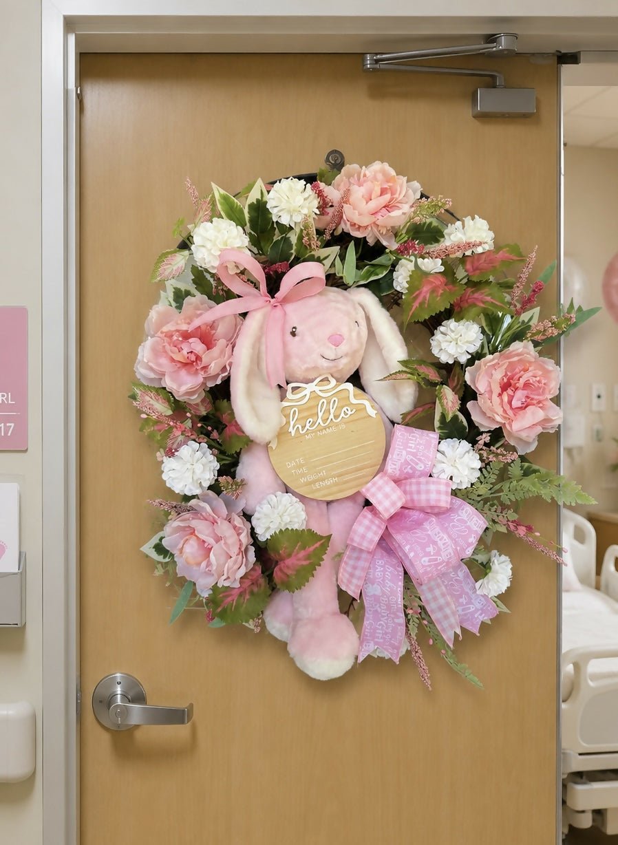 Baby girl bunny wreath - Deadwood South Boutique & Company LLC