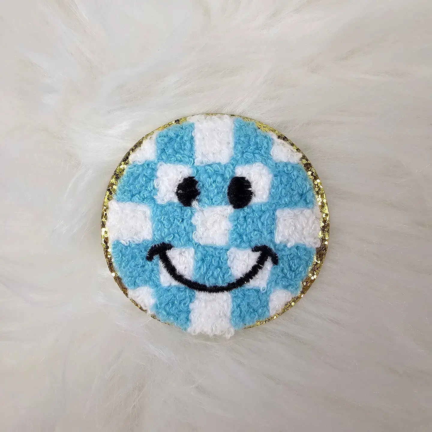 Checkered Smile Face Patch-Accessories-Deadwood South Boutique & Company-Deadwood South Boutique, Women's Fashion Boutique in Henderson, TX