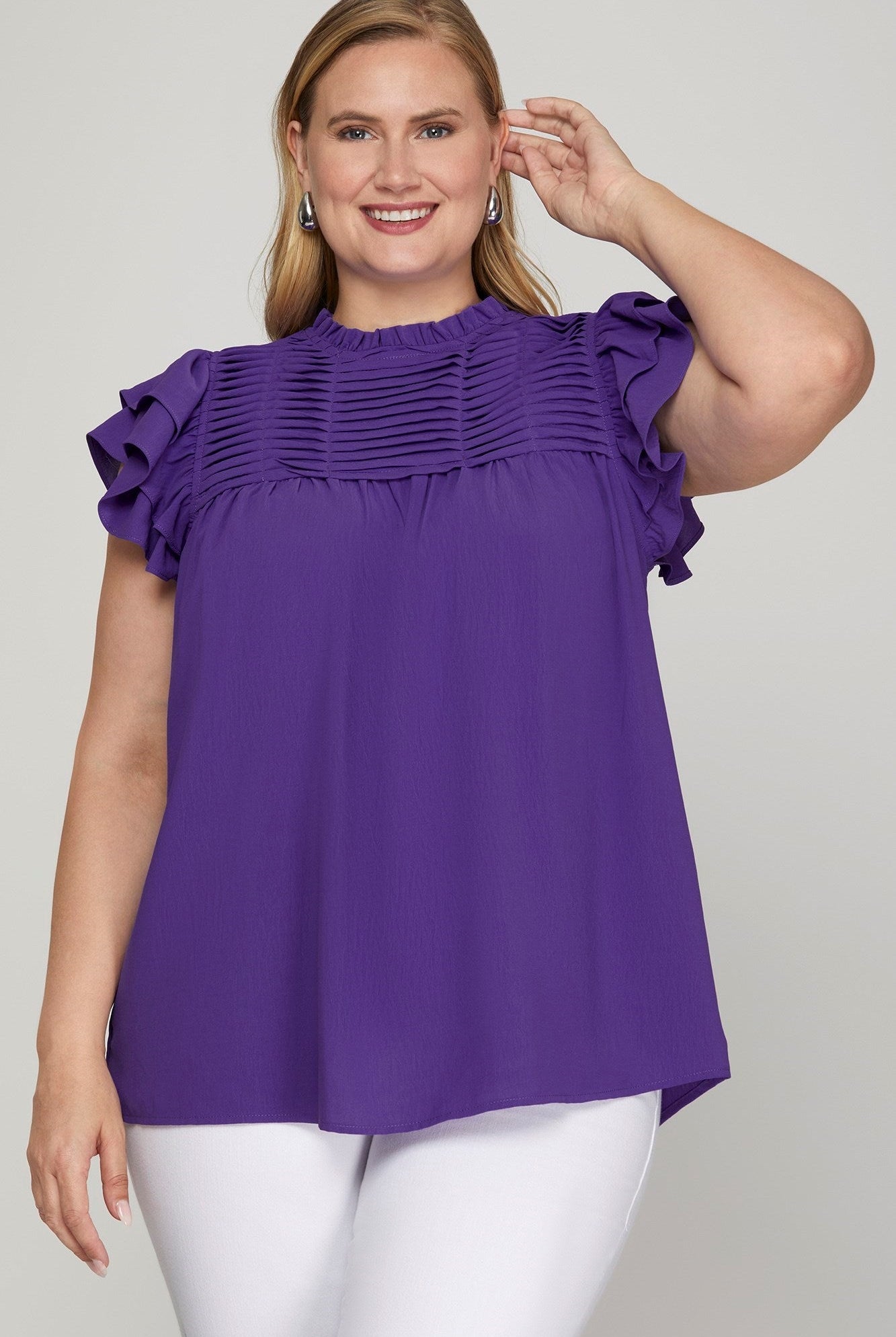 Betsy Basic Ruffle Sleeve Top - Deadwood South Boutique & Company LLC