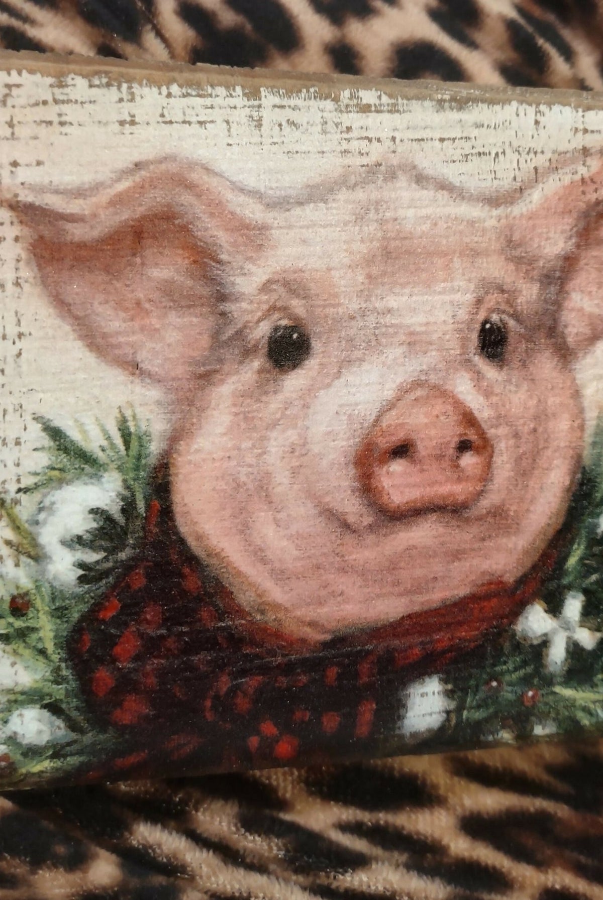 Block Sign - Festive Cow & Pig - Deadwood South Boutique & Company LLC
