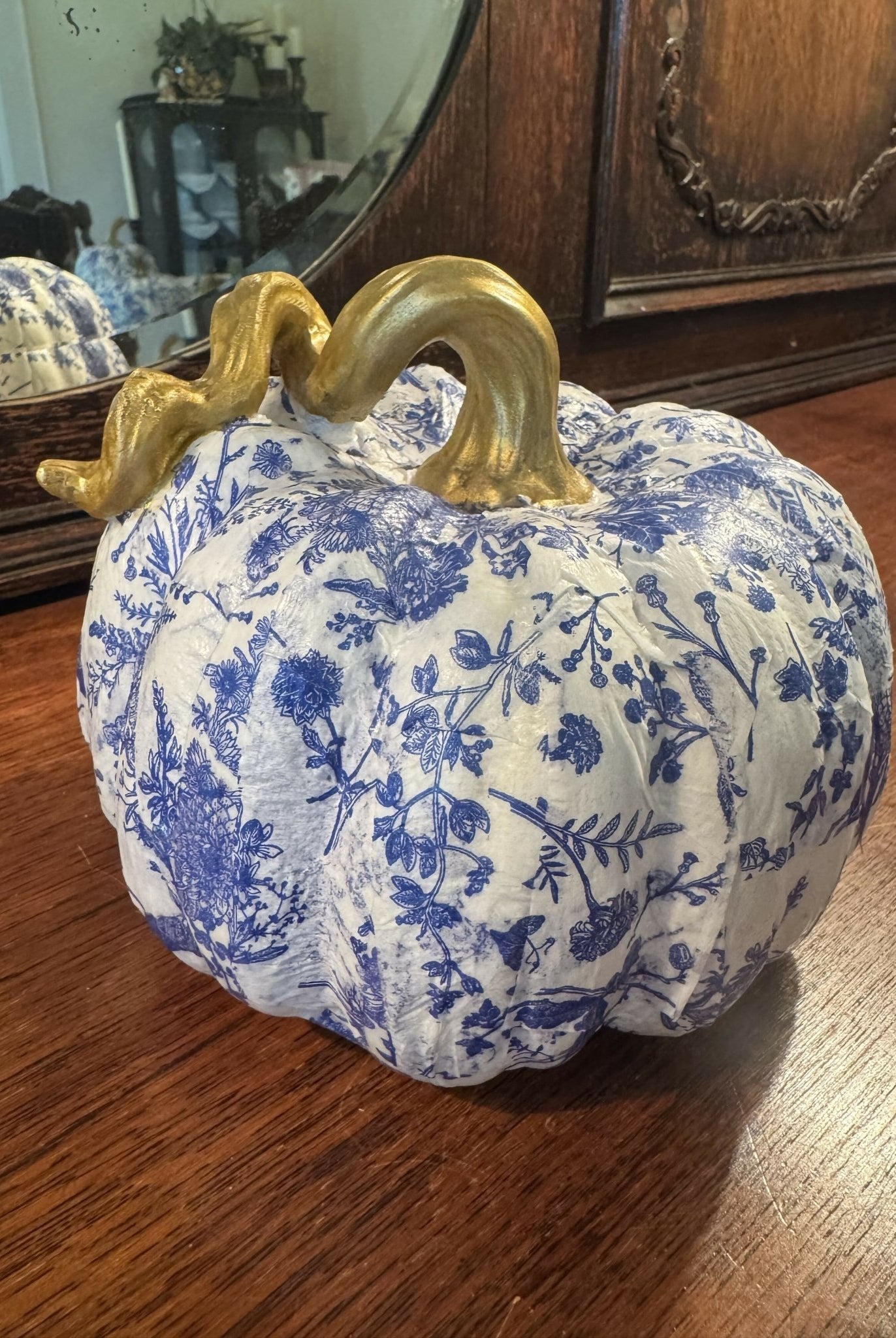Blue chinoiserie pumpkin small - Deadwood South Boutique & Company LLC