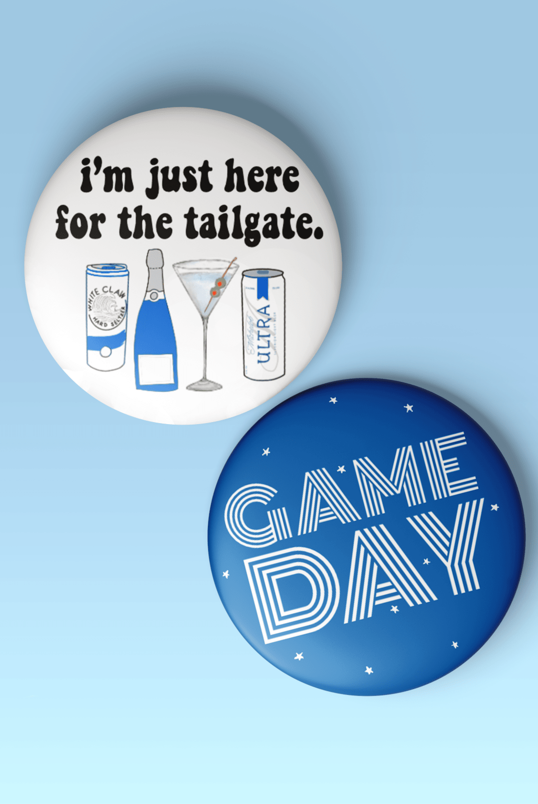 Blue Game Day Tailgate Buttons | Game Day Pins - Deadwood South Boutique & Company LLC