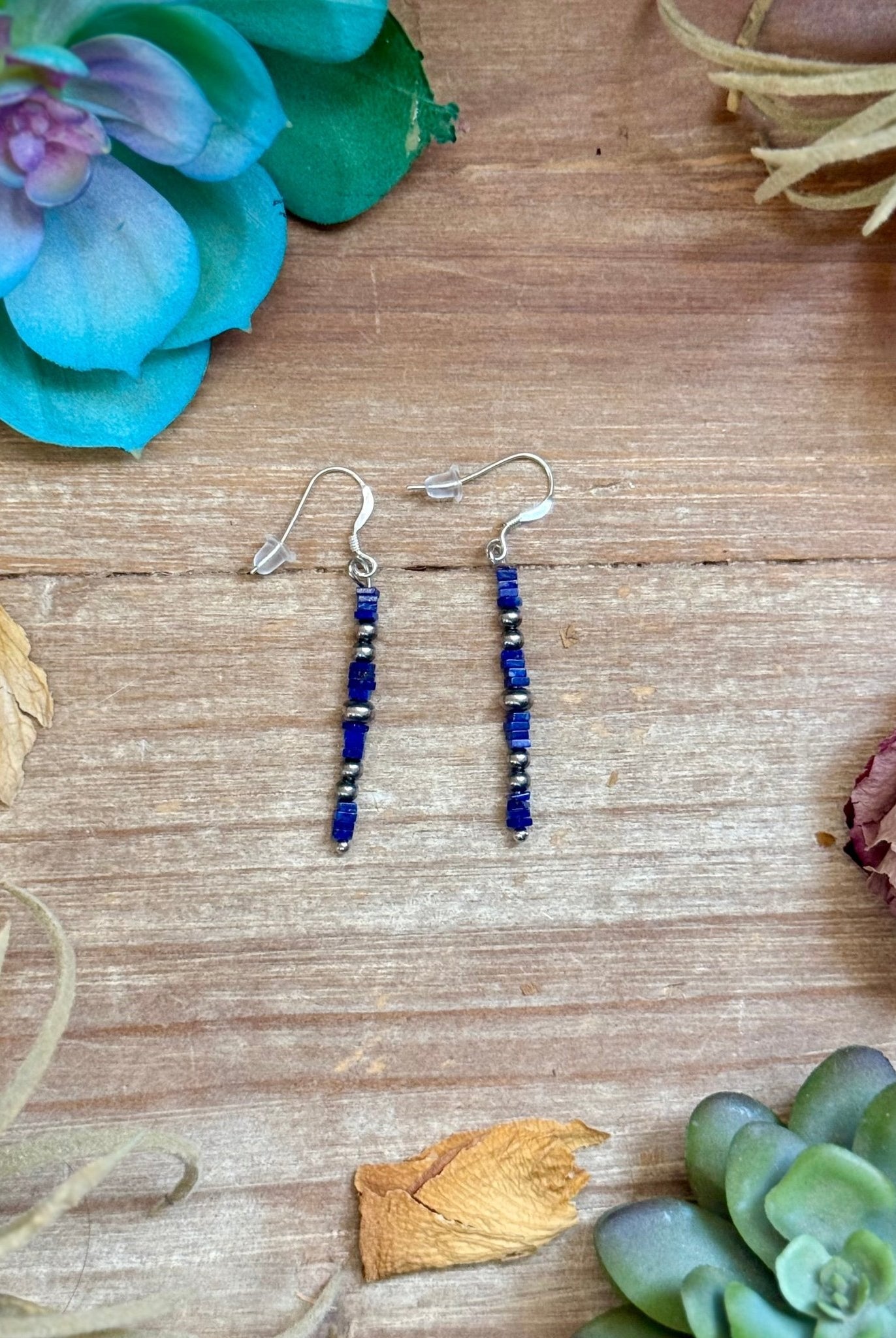 Blue Lapis Cube Dangle Earrings - Deadwood South Boutique & Company LLC