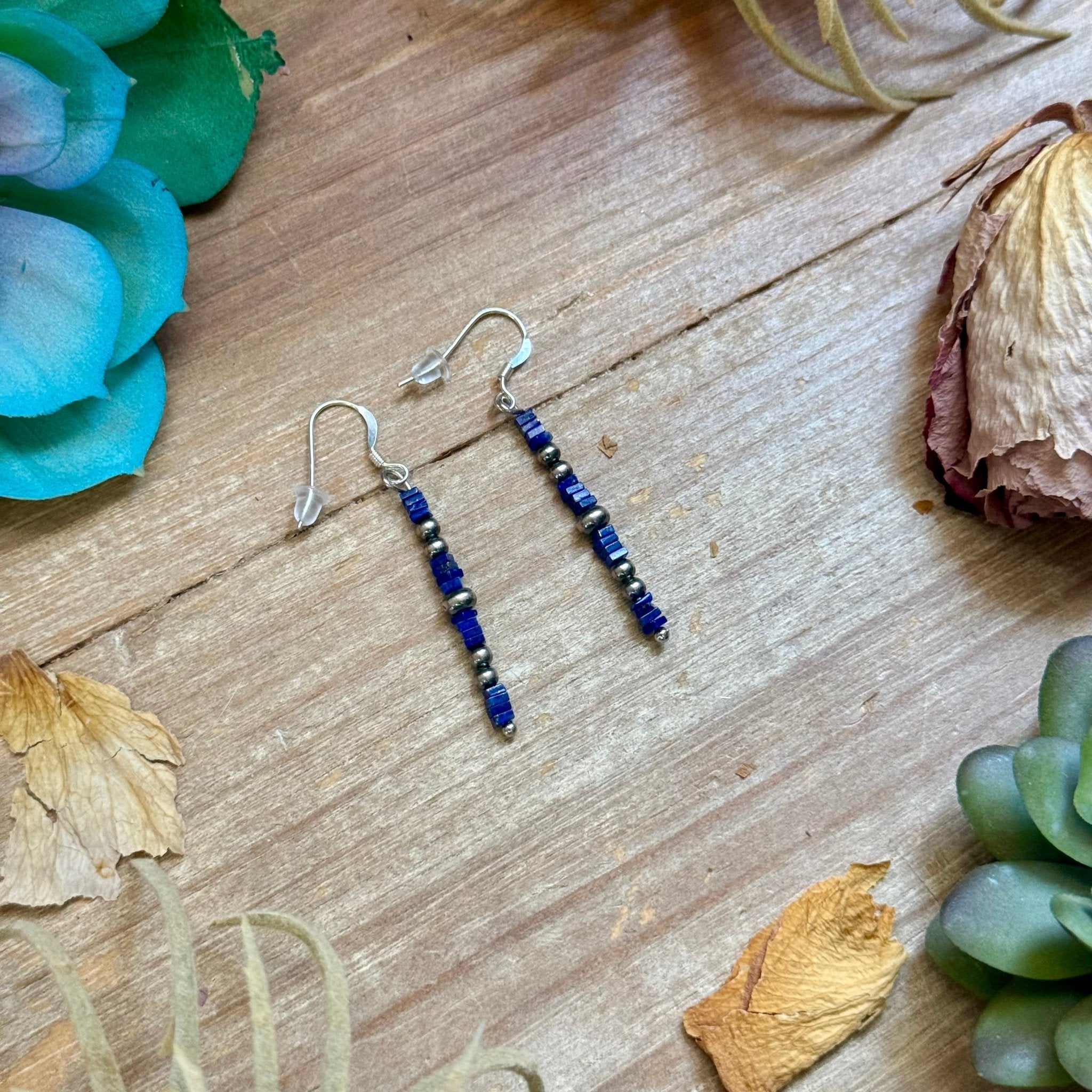 Blue Lapis Cube Dangle Earrings - Deadwood South Boutique & Company LLC