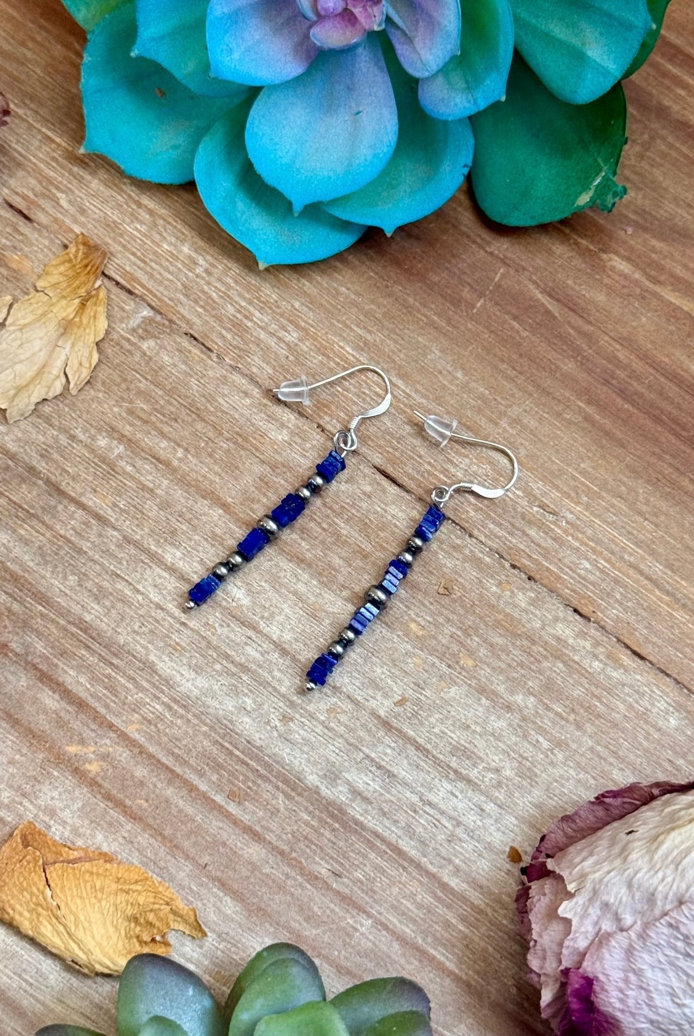 Blue Lapis Cube Dangle Earrings - Deadwood South Boutique & Company LLC