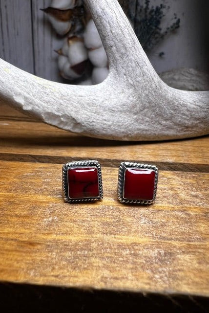 BoHo Sol Red Jasper Stud Earrings - Deadwood South Boutique & Company LLC