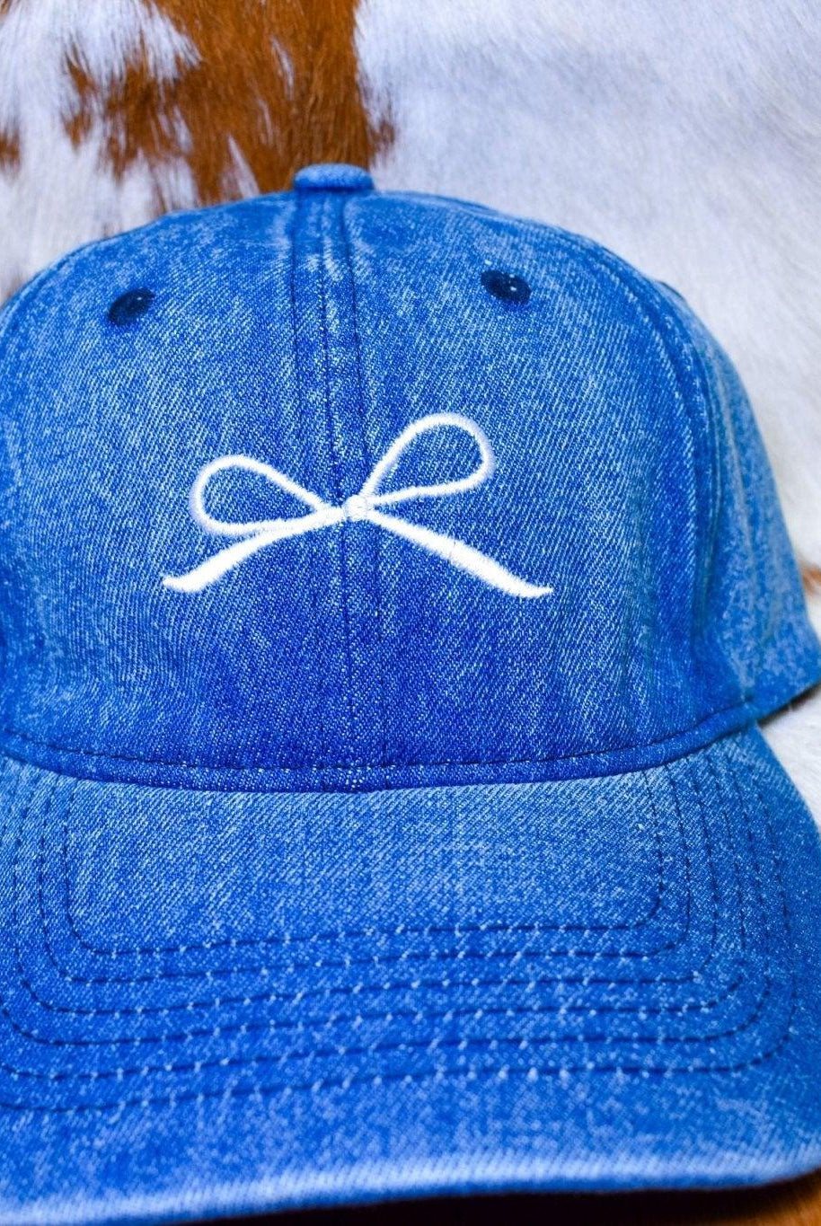 Bow Embroidered Denim Polo Cap - Deadwood South Boutique & Company LLC