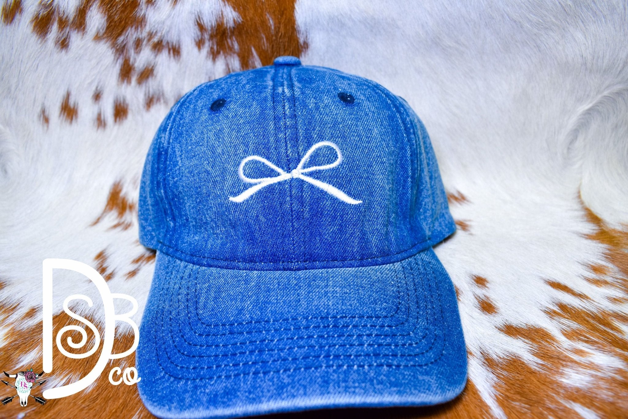 Bow Embroidered Denim Polo Cap - Deadwood South Boutique & Company LLC
