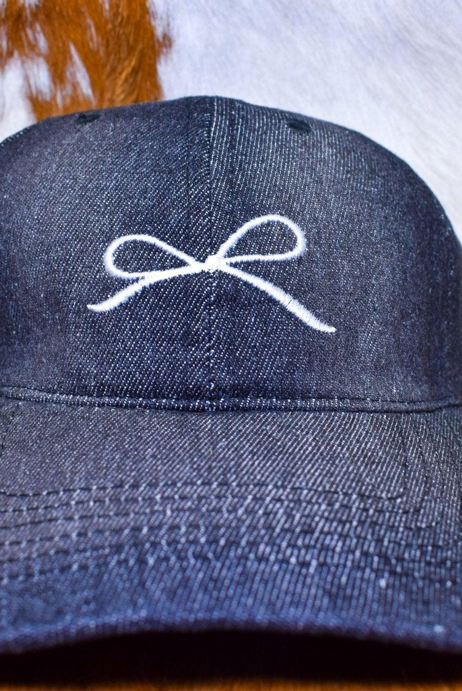 Bow Embroidered Denim Polo Cap - Deadwood South Boutique & Company LLC