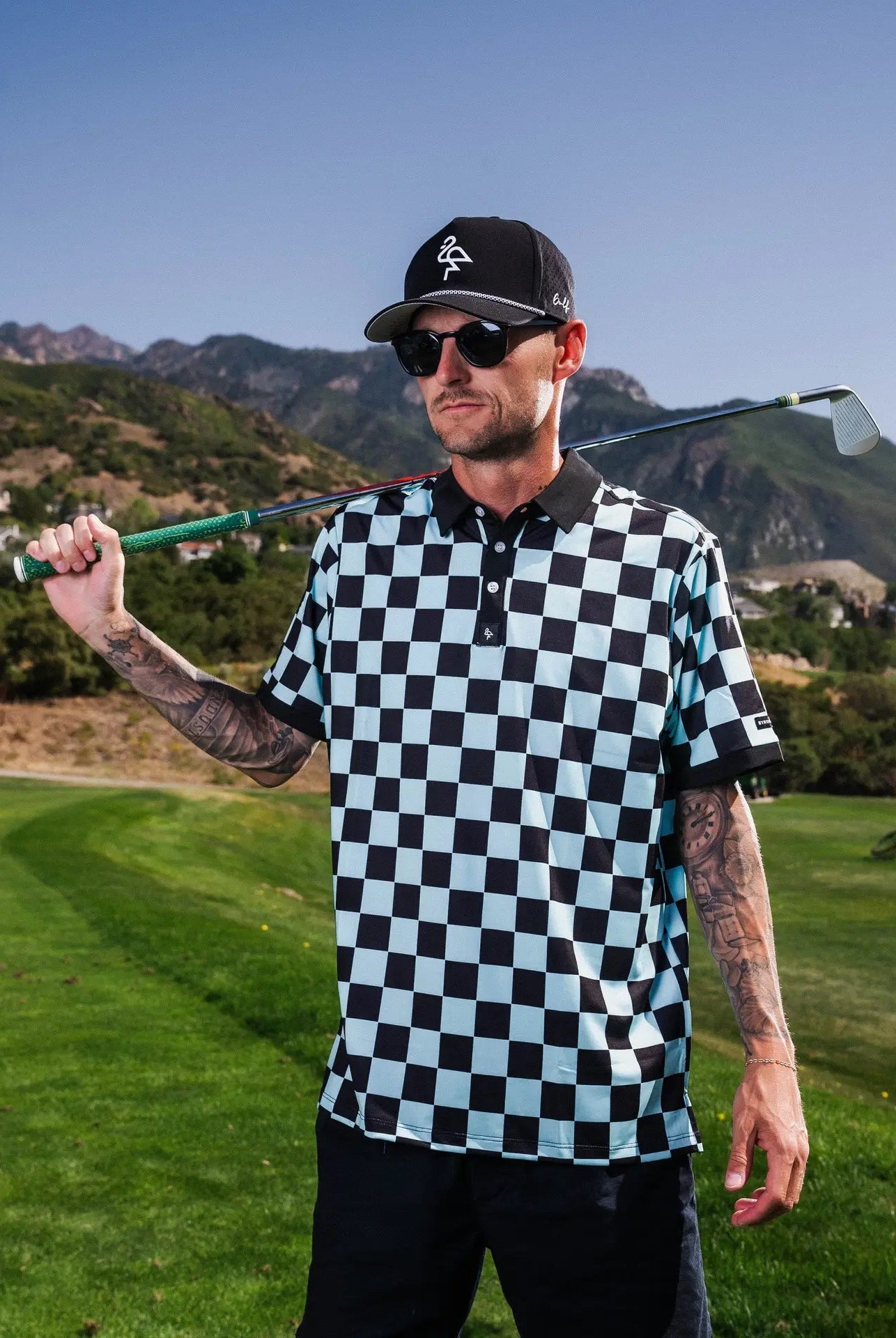 Bradley Byrd Gang Teal Checkered Polo Shirt - Deadwood South Boutique & Company LLC