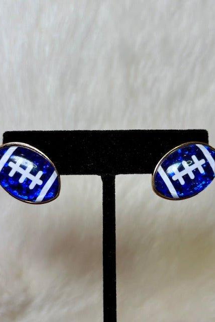 Braxton Blue Glitter Football Earrings - Deadwood South Boutique & Company LLC