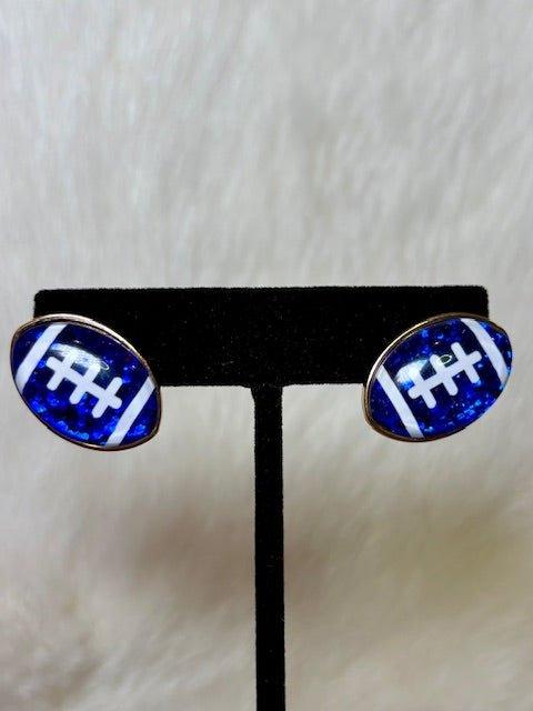 Braxton Blue Glitter Football Earrings - Deadwood South Boutique & Company LLC