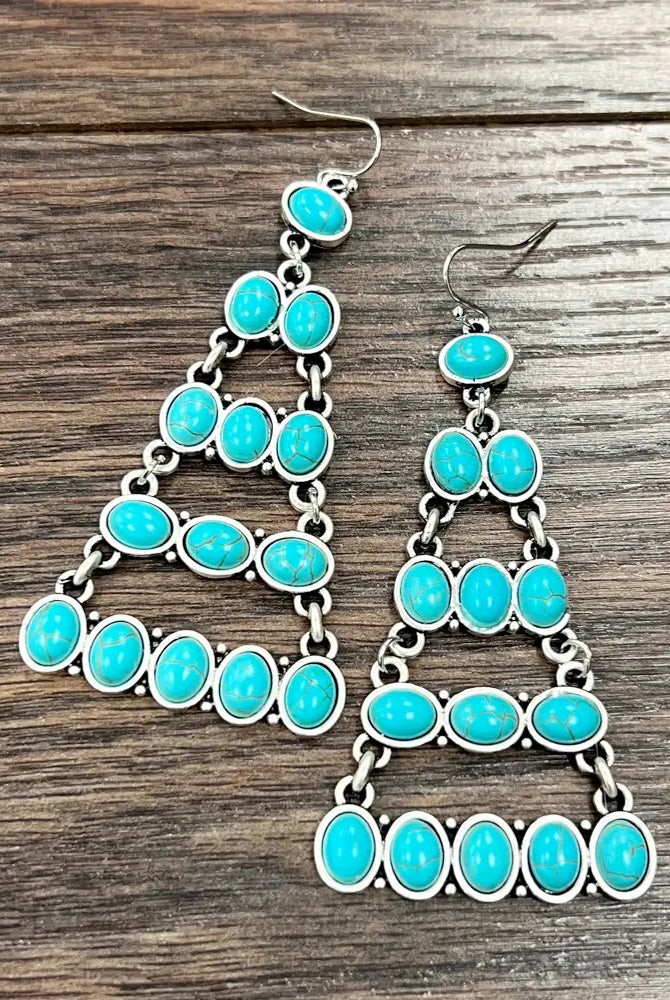 Turquoise Bandita Fashion Earrings-Jewelry-Deadwood South Boutique & Company LLC-Deadwood South Boutique, Women's Fashion Boutique in Henderson, TX
