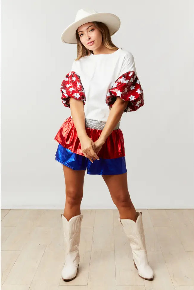 Game Day Foil Skort-Skorts-Deadwood South Boutique & Company-Deadwood South Boutique, Women's Fashion Boutique in Henderson, TX