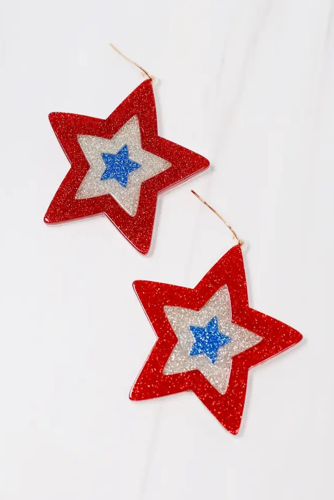 American Star Glitter Earrings-Earrings-Deadwood South Boutique & Company-Deadwood South Boutique, Women's Fashion Boutique in Henderson, TX