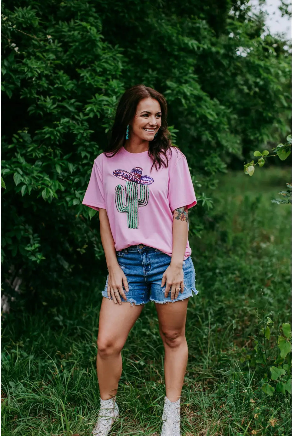 Shiny Saguaro Tee-Tops & Tees-Deadwood South Boutique & Company LLC-Deadwood South Boutique, Women's Fashion Boutique in Henderson, TX