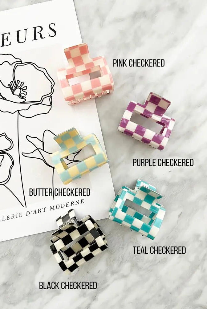 Checkered 2" Hair Claw Clip - Deadwood South Boutique & Company LLC