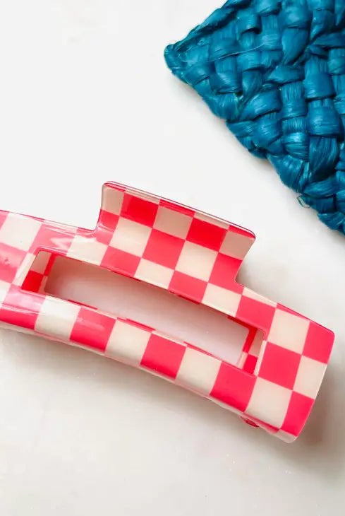 Checkered 4" Hair Claw Clip - Deadwood South Boutique & Company LLC
