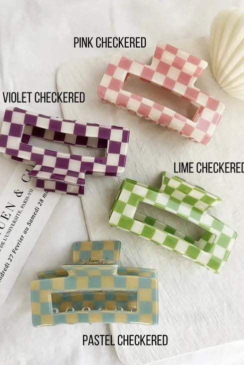 Checkered 4" Hair Claw Clip - Deadwood South Boutique & Company LLC