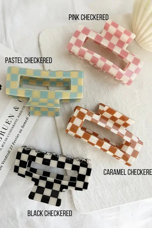 Checkered 4" Hair Claw Clip - Deadwood South Boutique & Company LLC