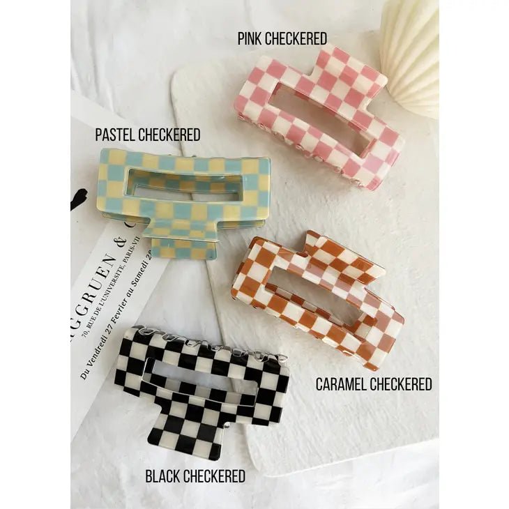 Checkered 4" Hair Claw Clip - Deadwood South Boutique & Company LLC
