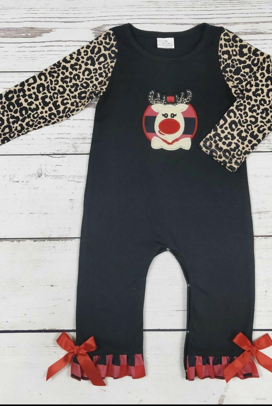 Christmas Deer Applique’ Romper - Deadwood South Boutique & Company LLC