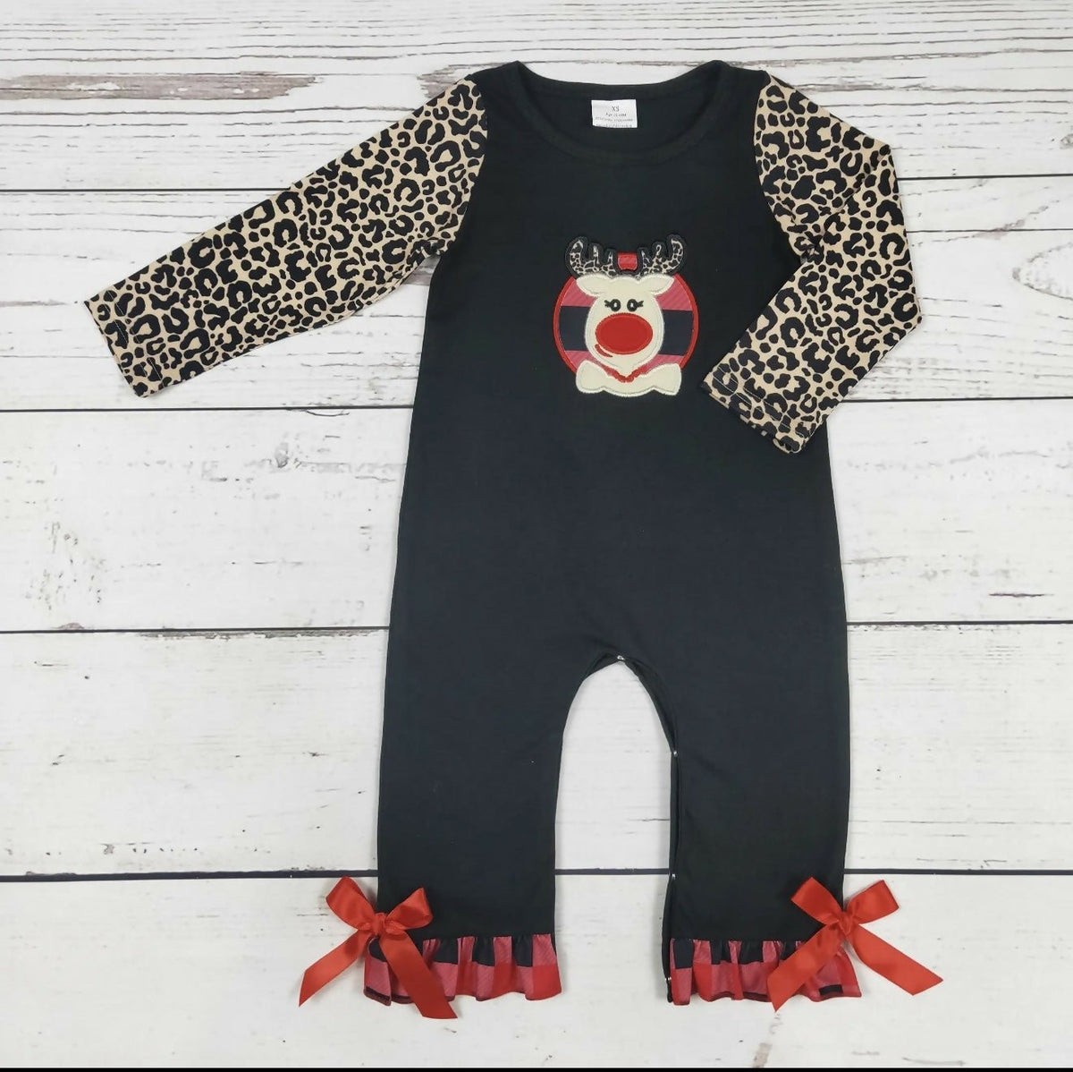 Christmas Deer Applique’ Romper - Deadwood South Boutique & Company LLC