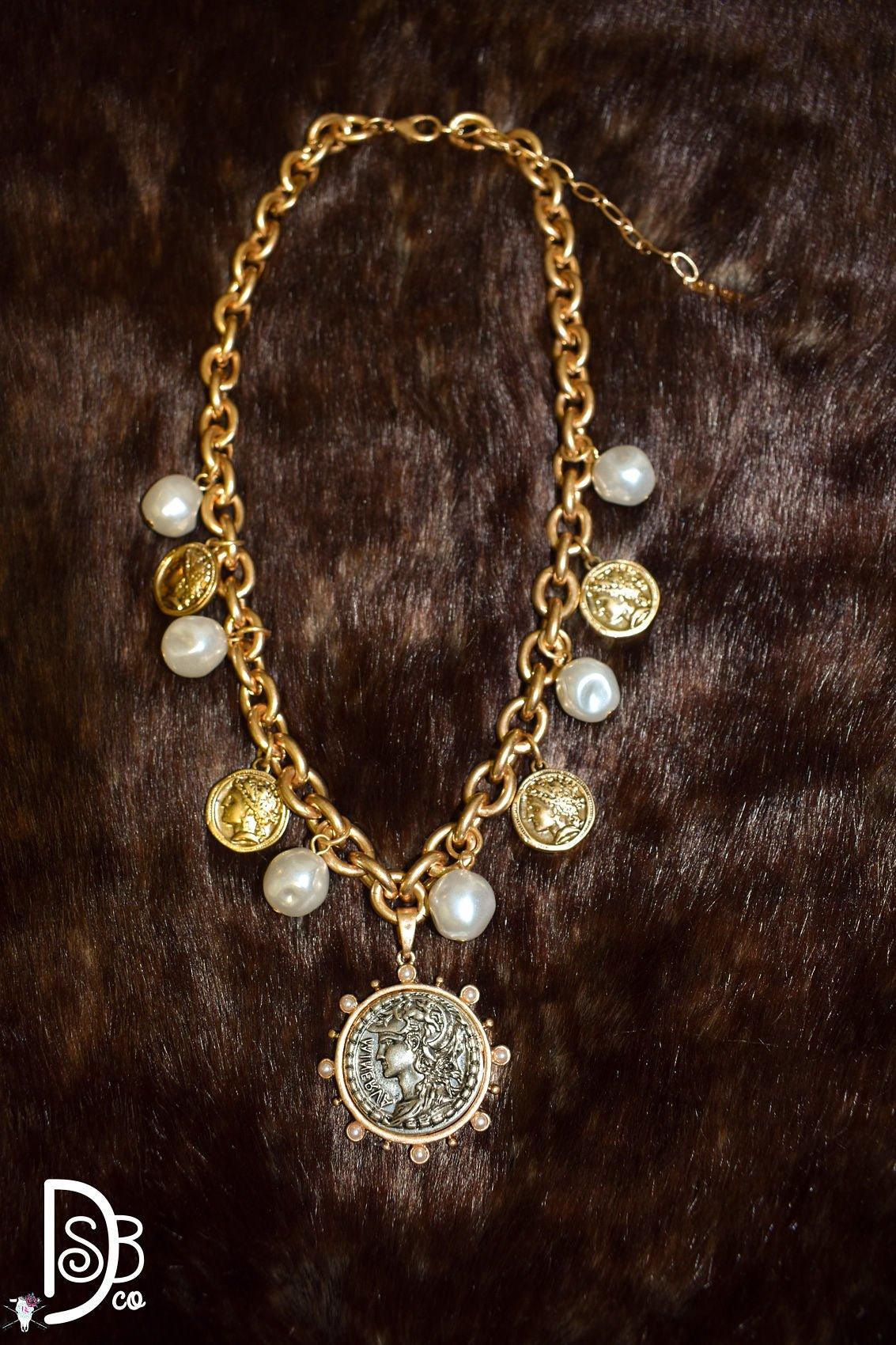 Coin & Pearl Beaded Neclace - Deadwood South Boutique & Company LLC