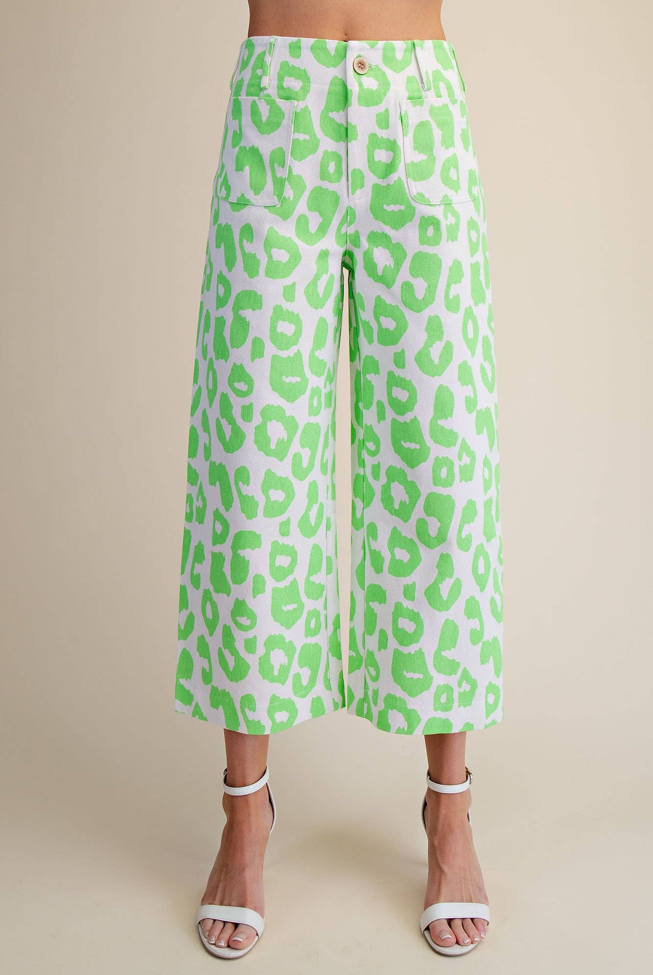 Colette Cropped Wide-Leg Neon Leopard Pants - Deadwood South Boutique & Company LLC