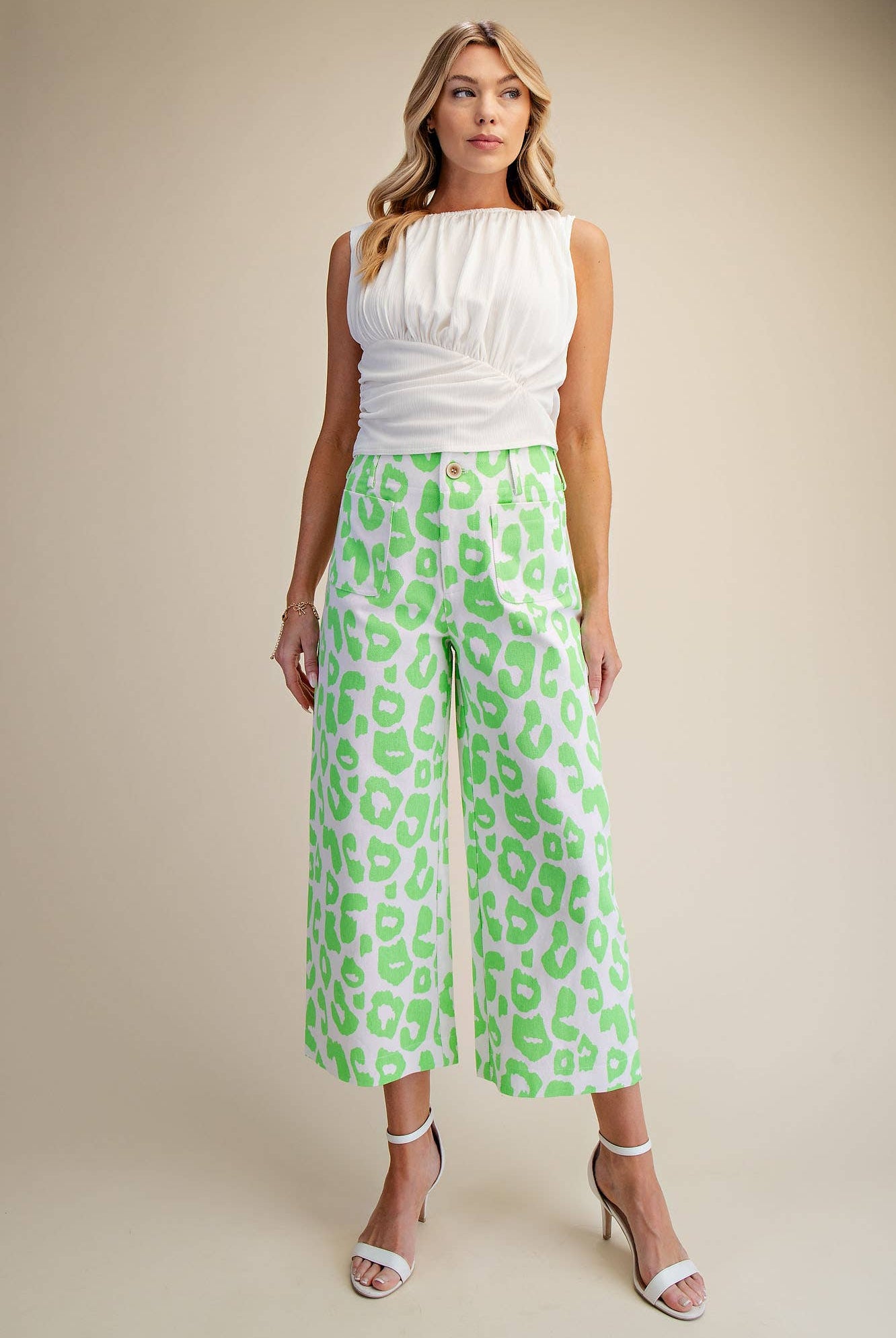 Colette Cropped Wide-Leg Neon Leopard Pants - Deadwood South Boutique & Company LLC