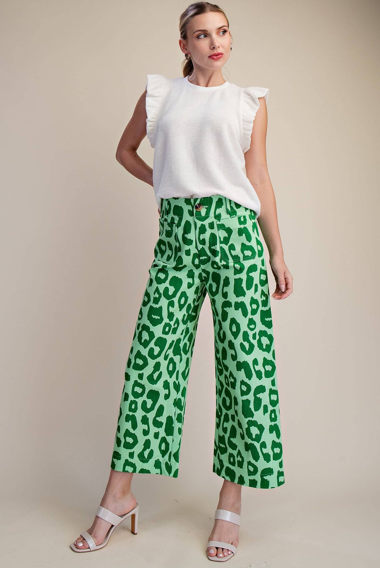 Colette Cropped Wide-Leg Neon Leopard Pants - Deadwood South Boutique & Company LLC