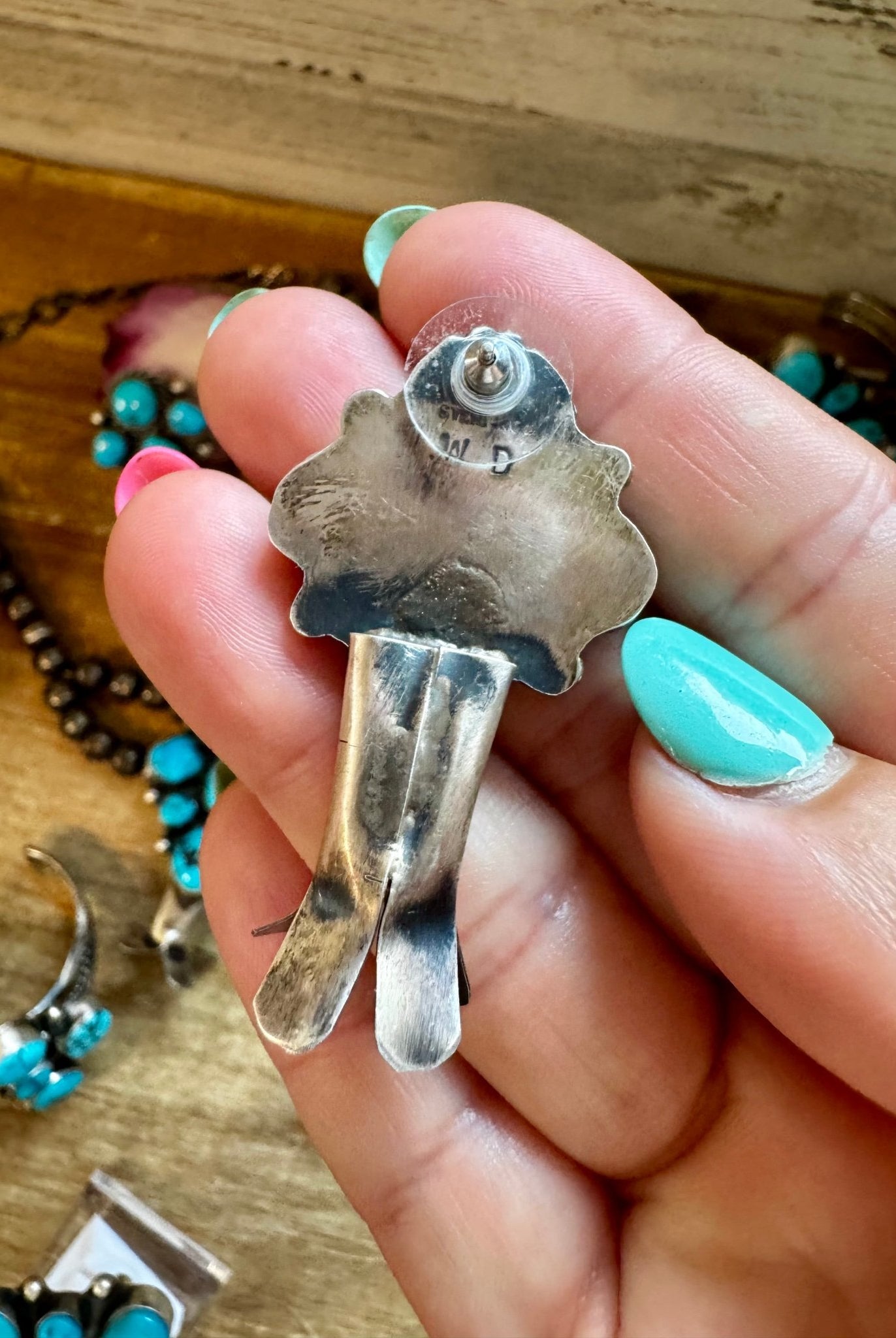 Complete Squash Blossom Set – Kingman Turquoise – Sterling Silver – Navajo Made by Wilson Dawes - Deadwood South Boutique & Company LLC
