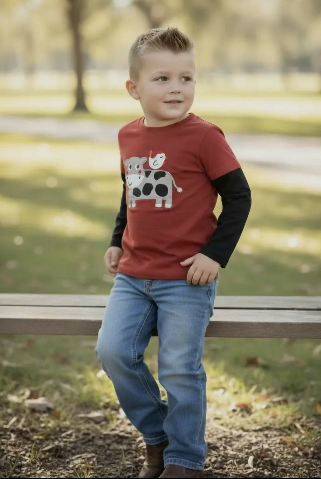 Cow Applique LS Shirt - Deadwood South Boutique & Company LLC