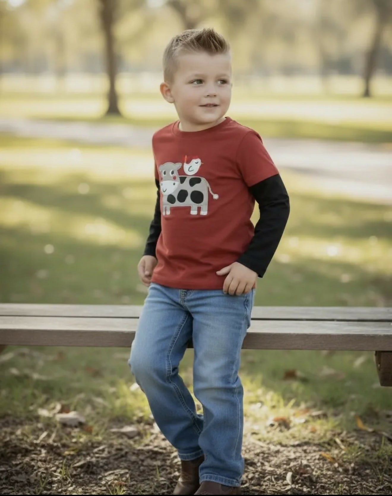 Cow Applique LS Shirt - Deadwood South Boutique & Company LLC